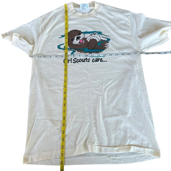 VTG Girl Scouts Care Single Stitch T-Shirt Smiling Otter Seashell Tee-Jays USA L - Picture 6 of 9